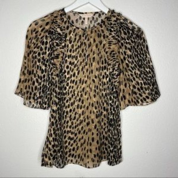 Rebecca Taylor Animal Print Silk Blend Blouse - Picture 6 of 6